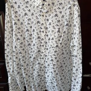 Express Black and White Floral Men's Shirt